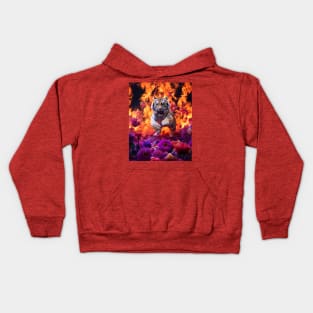 Floral Inferno Tiger Kids Hoodie